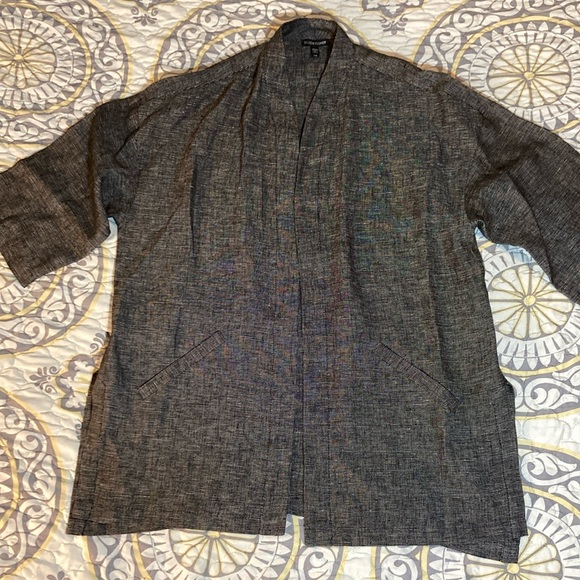 Eileen Fisher Women's Linen Blend Kimono Jacket Size Large Three Quarter Sleeve - Picture 1 of 12